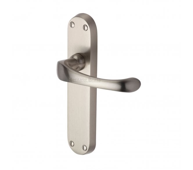 Heritage Brass Gloucester Door Handles On Backplate - Satin Nickel