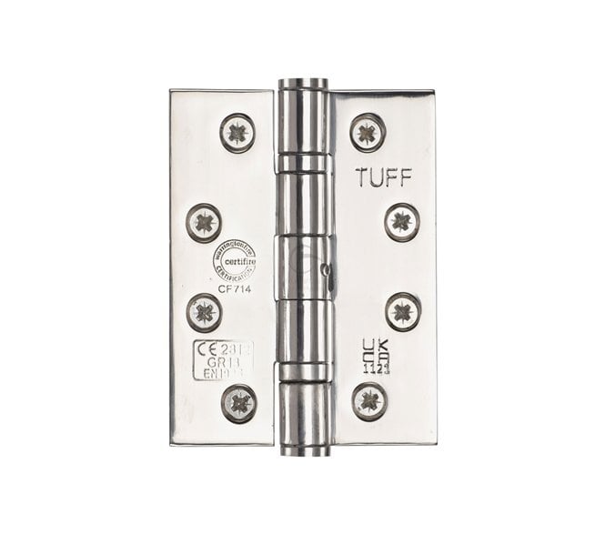Heritage Brass Grade 13 102x76mm Ball Bearing Hinges (Pair) - Polished Stainless Steel
