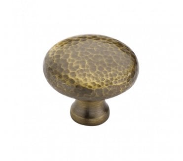 Heritage Brass HAM113 Hammered Victorian Round Cabinet Knobs - Antique Brass