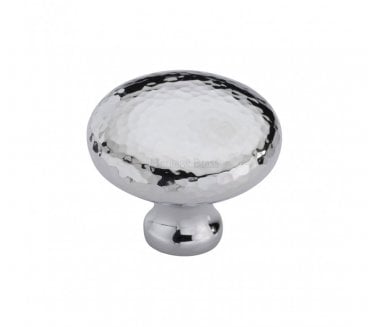 Heritage Brass HAM113 Hammered Victorian Round Cabinet Knobs - Polished Chrome