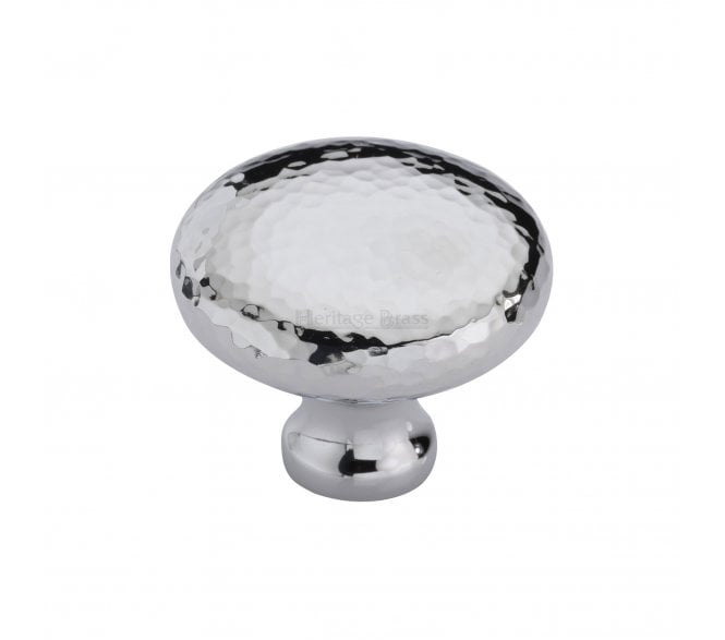 Heritage Brass HAM113 Hammered Victorian Round Cabinet Knobs - Polished Chrome