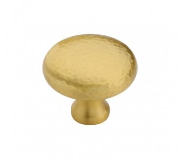Heritage Brass HAM113 Hammered Victorian Round Cabinet Knobs - Satin Brass
