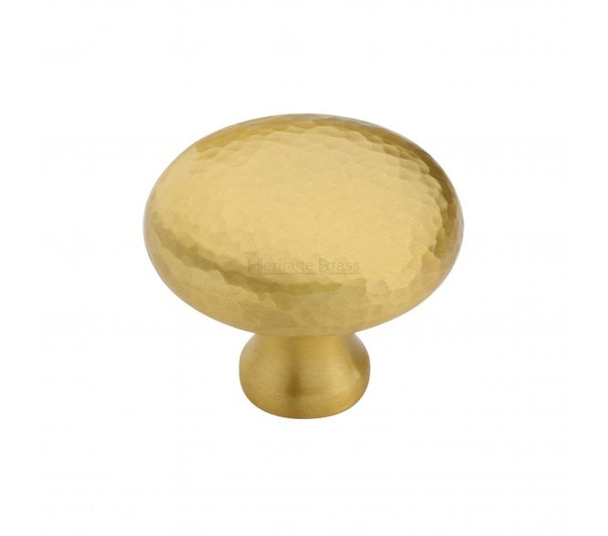 Heritage Brass HAM113 Hammered Victorian Round Cabinet Knobs - Satin Brass