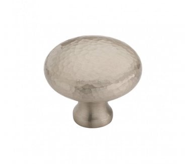 Heritage Brass HAM113 Hammered Victorian Round Cabinet Knobs - Satin Nickel