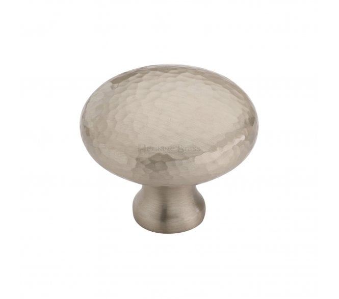 Heritage Brass HAM113 Hammered Victorian Round Cabinet Knobs - Satin Nickel