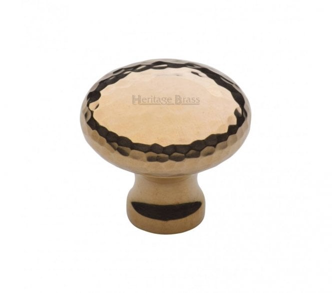 Heritage Brass HAM113 Hammered Victorian Round Cabinet Knobs - Unlacquered Brass