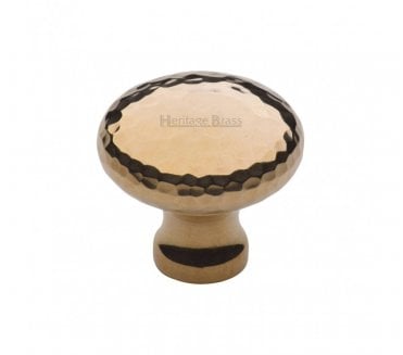 Heritage Brass HAM113 Hammered Victorian Round Cabinet Knobs - Unlacquered Brass