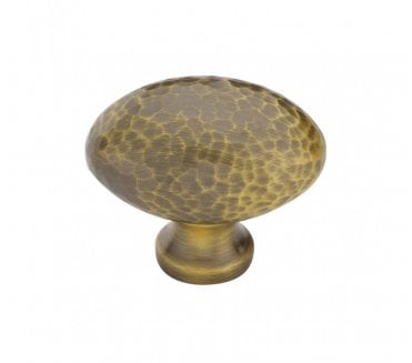 Heritage Brass HAM114 Hammered Victorian Oval Cabinet Knobs - Antique Brass