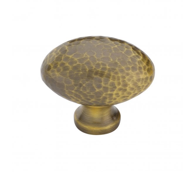 Heritage Brass HAM114 Hammered Victorian Oval Cabinet Knobs - Antique Brass