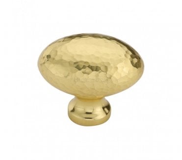 Heritage Brass HAM114 Hammered Victorian Oval Cabinet Knobs - Polished Brass