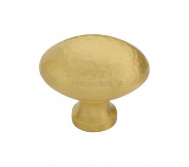Heritage Brass HAM114 Hammered Victorian Oval Cabinet Knobs - Satin Brass