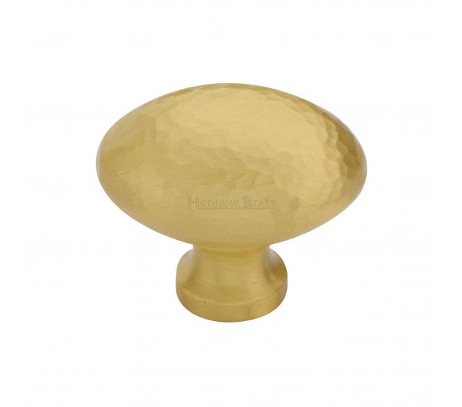 Heritage Brass HAM114 Hammered Victorian Oval Cabinet Knobs - Satin Brass
