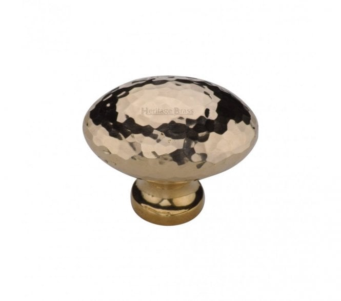 Heritage Brass HAM114 Hammered Victorian Oval Cabinet Knobs - Unlacquered Brass