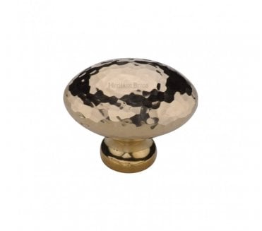 Heritage Brass HAM114 Hammered Victorian Oval Cabinet Knobs - Unlacquered Brass