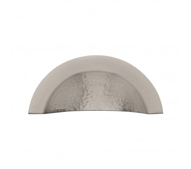 Heritage Brass HAM1730 Hammered Crescent Drawer Cup Pull - Satin Nickel