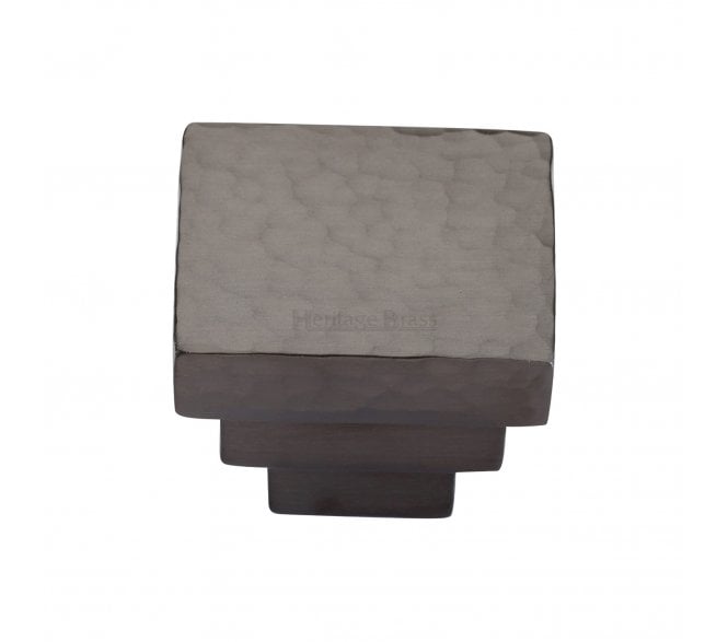 Heritage Brass HAM3672 Hammered Square Stepped Cabinet Knob - Matt Bronze