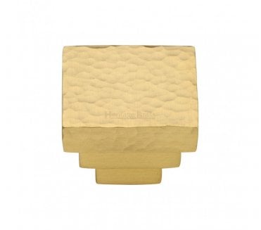 Heritage Brass HAM3672 Hammered Square Stepped Cabinet Knob - Satin Brass