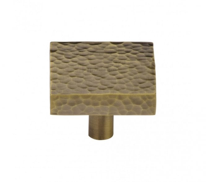 Heritage Brass HAM3685 Hammered Square Cabinet Knobs - Antique Brass