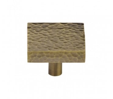 Heritage Brass HAM3685 Hammered Square Cabinet Knobs - Antique Brass