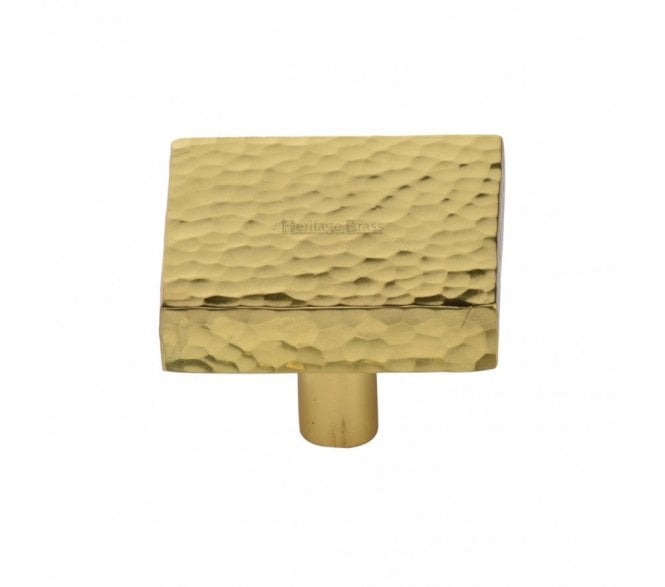 Heritage Brass HAM3685 Hammered Square Cabinet Knobs - Polished Brass
