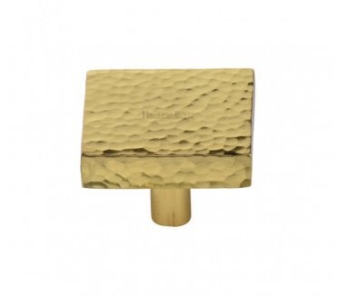 Heritage Brass HAM3685 Hammered Square Cabinet Knobs - Polished Brass
