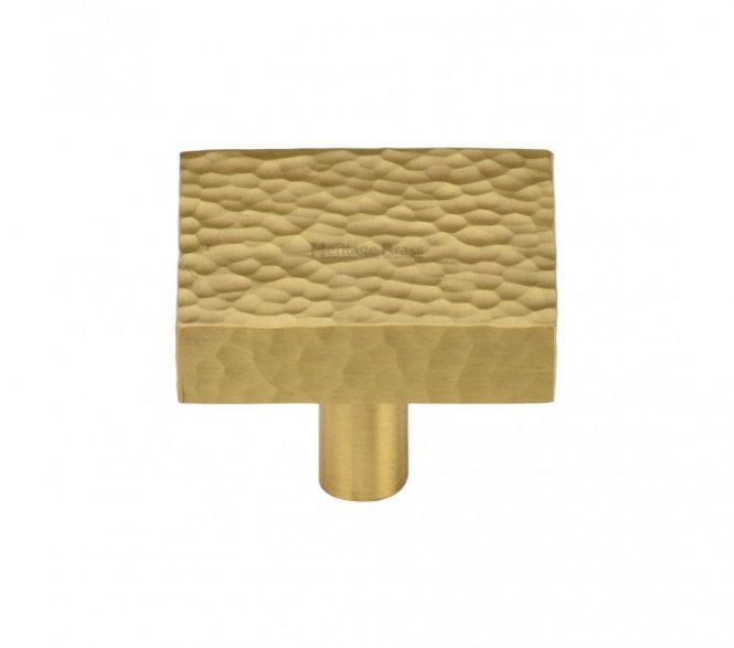 Heritage Brass HAM3685 Hammered Square Cabinet Knobs - Satin Brass