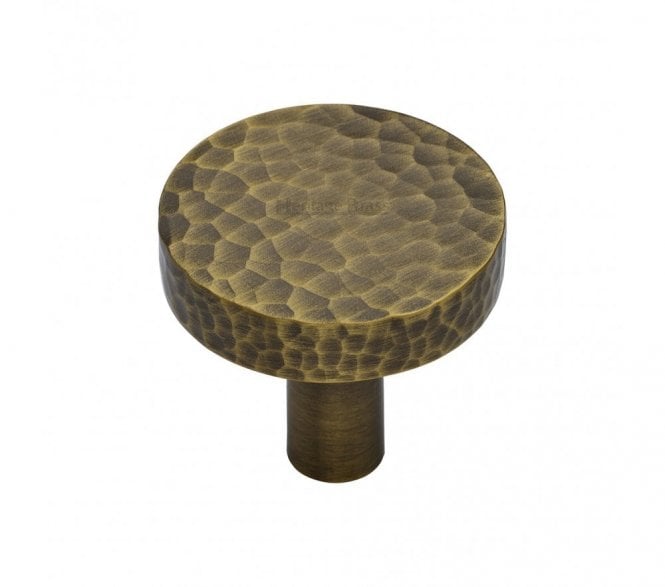 Heritage Brass HAM3880 Hammered Disc Cabinet Knobs - Antique Brass