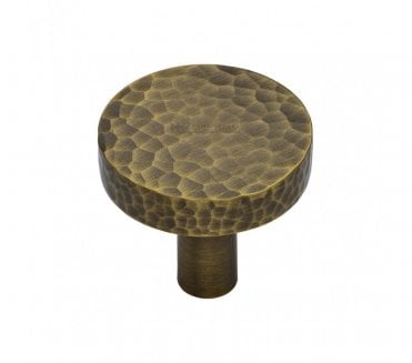 Heritage Brass HAM3880 Hammered Disc Cabinet Knobs - Antique Brass