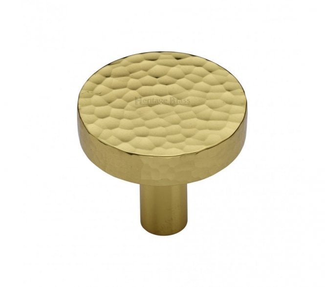 Heritage Brass HAM3880 Hammered Disc Cabinet Knobs - Polished Brass