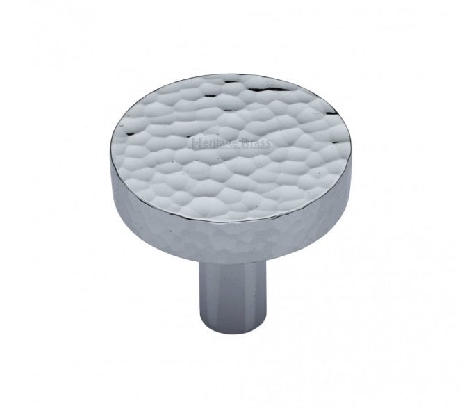 Heritage Brass HAM3880 Hammered Disc Cabinet Knobs - Polished Chrome