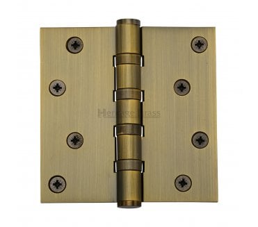 Heritage Brass Heavy Duty Thrust Bearing Butt Hinges 102x102mm - Antique Brass (Pair)