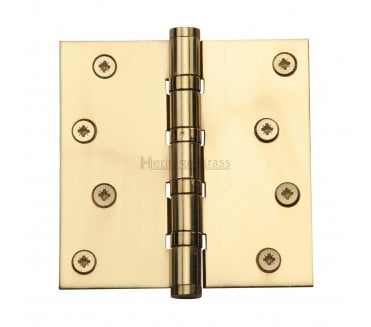 Heritage Brass Heavy Duty Thrust Bearing Butt Hinges 102x102mm - Polished Brass (Pair)
