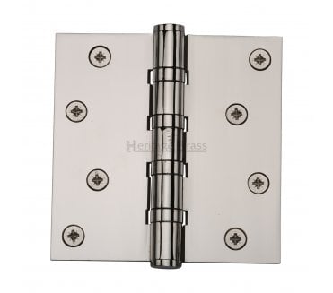 Heritage Brass Heavy Duty Thrust Bearing Butt Hinges 102x102mm - Polished Nickel (Pair)