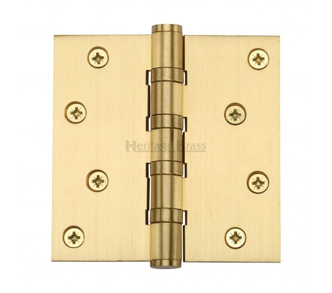 Heritage Brass Heavy Duty Thrust Bearing Butt Hinges 102x102mm - Satin Brass (Pair)