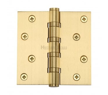Heritage Brass Heavy Duty Thrust Bearing Butt Hinges 102x102mm - Satin Brass (Pair)