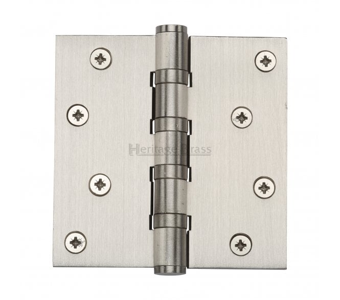 Heritage Brass Heavy Duty Thrust Bearing Butt Hinges 102x102mm - Satin Nickel (Pair)