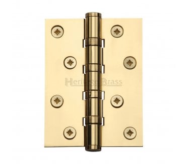 Heritage Brass Heavy Duty Thrust Bearing Butt Hinges 102x76mm - Polished Brass (Pair)