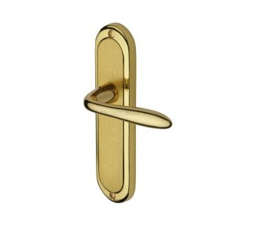 Heritage Brass Henley Door Handles On Backplate - Satin Brass/Polished Brass