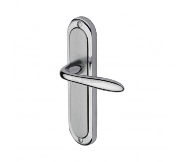 Heritage Brass Henley Door Handles On Backplate - Satin Chrome/Polished Chrome