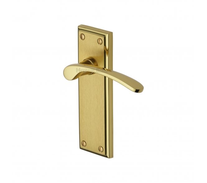 Heritage Brass Hilton Door Handles On Backplate - Satin Brass/Polished Brass
