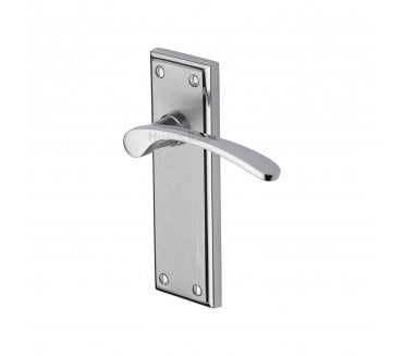 Heritage Brass Hilton Door Handles On Backplate - Satin Chrome/Polished Chrome
