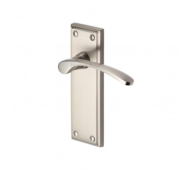 Heritage Brass Hilton Door Handles On Backplate - Satin Nickel
