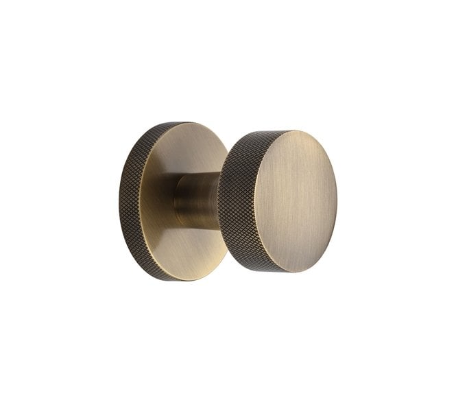 Heritage Brass HLS8805-AT Knightsbridge Knurled Mortice Knobs On Knurled Rose - Antique Brass