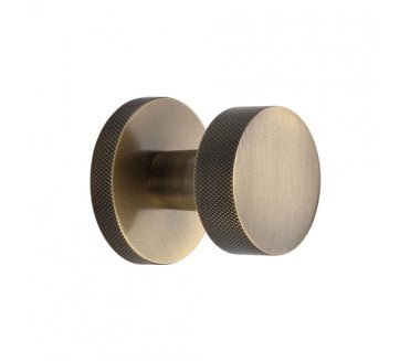 Heritage Brass HLS8805-AT Knightsbridge Knurled Mortice Knobs On Knurled Rose - Antique Brass