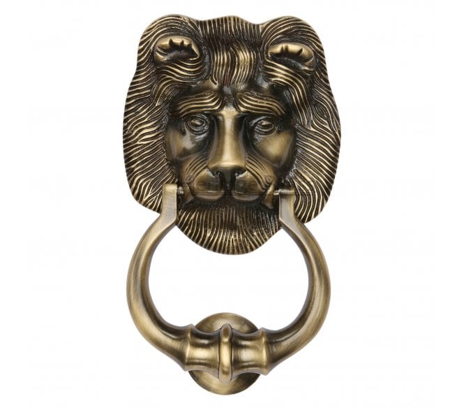 Heritage Brass K1210 Lion Head Door Knocker - Antique Brass