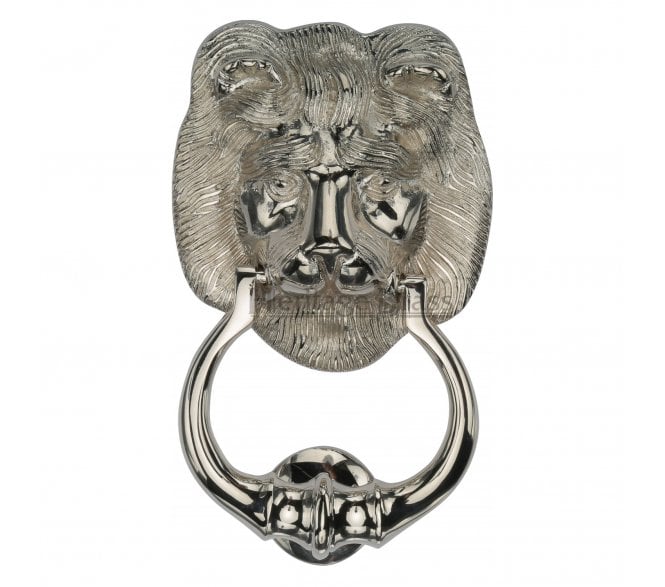 Heritage Brass K1210 Lion Head Door Knocker - Polished Nickel