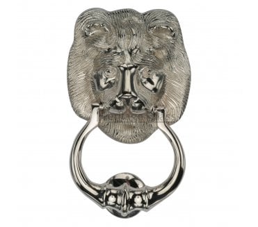 Heritage Brass K1210 Lion Head Door Knocker - Polished Nickel
