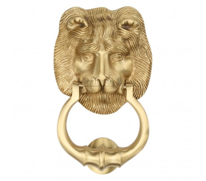 Heritage Brass K1210 Lion Head Door Knocker - Satin Brass