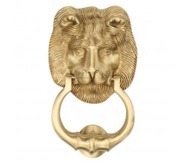 Heritage Brass K1210 Lion Head Door Knocker - Satin Brass