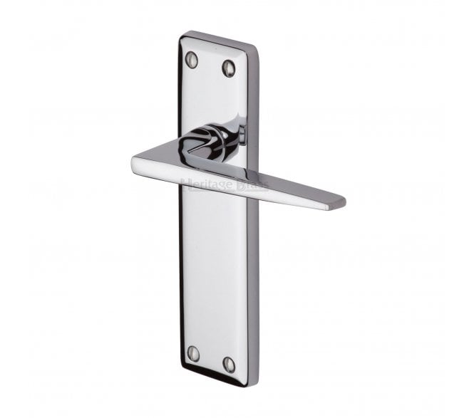 Heritage Brass Kendal Door Handles On Backplate - Polished Chrome